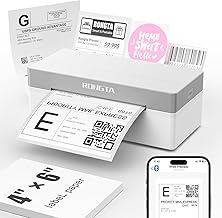 Rongta Shipping Thermal Label Printer, Bluetooth 4x6 Sticker Label Maker Wireless Shipping Label Printer for Package Small Business Compatible with Windows macOS Android iOS (White)