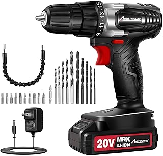 Cordless Drill Set with Battery and Charger, AVID POWER 20V MAX Lithium lon Power Drill Kit, 550RPM Variable Speed & 3/8-Inch Keyless Chuck,16 Position and 22pcs Drill Bits(Black)