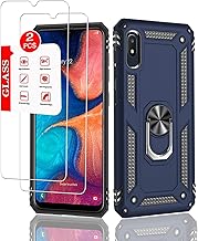 for Samsung Galaxy A10E Case with [2 Pack] Tempered Glass Screen Protector, for Galaxy A10E Heavy Duty Armor [Military-Grade] Protective，with Magnetic Kickstand Car Mount Holder Phone Case
