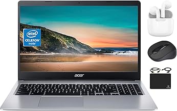 Chromebook 2023 Flagship Laptop Computer Thin Light, 15.6” HD Display, Dual Core Intel Celeron N4020 (Upto 2.80 GHz), 4GB RAM, 64GB eMMC, Webcam, WiFi, Long Battery, Chrome OS+HubxcelAccessory