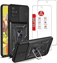 For Samsung Galaxy A51 5G【Not fit 4G】Case with [2 Pack] Tempered Glass Screen Protector, For Galaxy A51 5G [Military-Grade] Protective，with Lens Protects Magnetic Kickstand Car Mount Holder Case