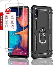 for Samsung Galaxy A10E Case with [2 Pack] Tempered Glass Screen Protector, for Galaxy A10e Heavy Duty Armor [Military-Grade] Protective，with Magnetic Kickstand Car Mount Holder Phone Case