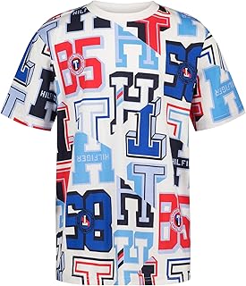 Boys' Short Sleeve All-Over Print Crew Neck T-Shirt, Soft, Comfortable, Relaxed Fit