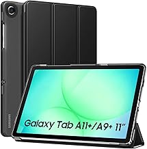 MoKo for Samsung Galaxy Tab A11 Plus / A11+ Case 11 Inch 2026, Galaxy Tab A9 Plus / A9+ Case 11 Inch 2024, Slim Stand Hard PC Translucent Back Shell Smart Cover, Auto Wake/Sleep, Black