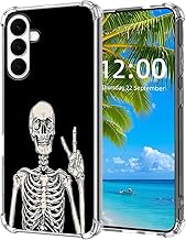 for Samsung Galaxy S26 Plus Case, Skeleton Making Rock Sign High-Definition Painted Back Cover with Soft Transparent TPU Bumper, Shockproof Protective Case