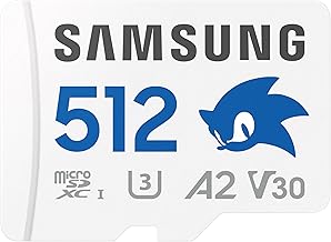 PRO Plus Sonic The Hedgehog + Adapter, 512GB microSDXC, Up-to 180MB/s, Full HD & 4K UHD, UHS-I, C10, U3, V30, A2, for Nintendo-Switch, Steam Deck, GoPRO, DJI Drone, Tablets (MB-MD512SA/LC1)