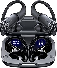 Bluetooth Headphones Wireless Earbuds 80hrs Playtime Wireless Charging Case Digital Display Sports Ear Buds with Earhook Deep Bass IPX7 Waterproof Over-Ear Earphones for TV Phone Laptop Black