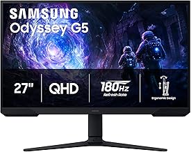27" Odyssey G5 (G51F) Gaming Monitor - QHD (1440P), 180Hz, 1ms, AMD FreeSync, HDR10, Height Adjustable Stand, Black Equalizer, Virtual Aim Point, Auto Source Switch+, LS27FG512ENXZA