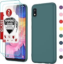 for Samsung Galaxy A10e Case: Samsung Galaxy A10e Phone Case with 2 Pack Tempered Glass Screen Protector, Liquid Silicone Slim Gel Rubber Protective Phone Cover for Galaxy A10e, Green