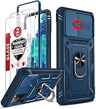 for Samsung Galaxy S20-FE Case: S20 FE 5G Phone Case, Heavy Duty Protective Cover with Tempered Glass Sheild + Magnetic Finger Stand Sansun S20 FE Phone Case Funda para Libre Teléfono, Green