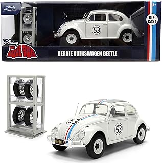 Herbie The Love Bug Volkswagen Beetle Hollywood Rides 1:24 Die-Cast Vehicle with Tire Rack Toys