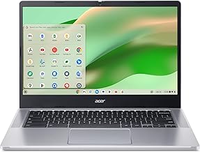 Chromebook 314 CB314-4H-C2UW Laptop | Intel Processor N100 | 14" Full HD (1920 x 1080) IPS Display | 4GB LPDDR5 | 64GB eMMC | Intel Wireless Wi-Fi 6E AX211 | Chrome OS | Pure Silver