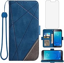 Compatible with Samsung Galaxy J2 Pure J2 Core 2018 2020 J 2 Dash 2J Shine 2019 Wallet Case Tempered Glass Screen Protector Stand Cell Phone Cover for J2Core J2Dash J2Pure J2Shine SM-J260A J260A Blue