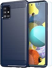 M MAIKEZI Samsung A51 5G case,Galaxy A51 5G case with HD Screen Protector, Soft TPU Slim Fashion Non-Slip Protective Phone Case Cover for Samsung Galaxy A51 5G(Navy Brushed TPU)