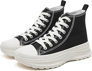Womens High Top Sneakers - Platform Shoes, Canvas, Tennis, Classic, Casual, Comfortable