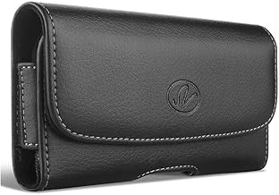 Horizontal Holster Compatible with Samsung Galaxy J3 (2017), J3 Prime, Express Prime 2 or Amp Prime 2, a Large Leather Carrying Case, Fits the Phone with a Thick Case On