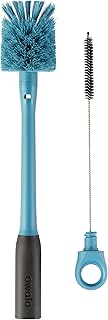 2-in-1 Water Bottle Brush Cleaner and Water Bottle Straw Cleaner Brush, Water Bottle Brush with Removable Head and Twist n� Hide Straw Brush, Smokey Blue