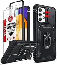 for Samsung A52 Phone Case: Galaxy A52 5G Phone Case with [2 Pack] Screen Protector, Slide Camera Cover & Full Body Military-Grade Protection with Kickstand Funda para A52 Samsung, Black
