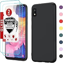 for Samsung Galaxy-A10e-Phone Case: Samsung A10e Phone Case with 2 Pack Tempered Glass Screen Protector, Liquid Silicone Slim Gel Rubber Protective Cover for Galaxy A10e, Black