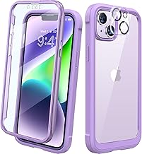 Designed for iPhone 14 Case, Full Body Rugged Case with Built-in Touch Sensitive Anti-Scratch Screen Protector, with Camera Lens Protector for iPhone 14 6.1" (Peri Purple)