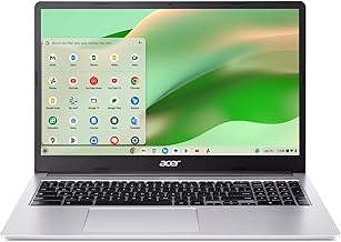 Chromebook 315 Laptop, Celeron N4500, 15.6" Full HD IPS Display, 4GB LPDDR4X, 64GB eMMC, Wi-Fi 6, DTS Audio, USB Type-C, Chrome OS, CB315-4H-C8XU, Silver