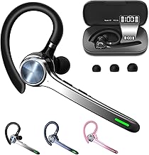 Bluetooth Headset, Wireless Bluetooth Earpiece with 500mAh Charging Case 72 Hours Talking Time Built-in Microphone for iOS Android Cell Phone, V5.1 Hand-Free Headphones for Trucker, Office