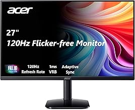 27 Inch Monitor- KB272-27 Inch FHD IPS (1920 x 1080) Display, Up to 120Hz Refresh Rate, 99% sRGB, Tilt, Adaptive-Sync Support (FreeSync Compatible) 1ms (VRB), sRGB 99% Color, HDMI & VGA Ports