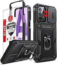 Compatible for Samsung A23 Phone Case: Samsung Galaxy A23 5G Phone Case with [Screen Protector], Slide Camera Cover & Kickstand, Military-Grade Protection Funda para Galaxy A23 Phone, Black