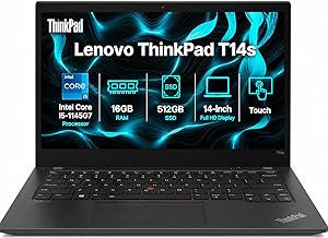 Lenovo ThinkPad T14s Gen 2 14" FHD Touchscreen Laptop, Intel Core i5-1145G7, 16GB DDR4 RAM, 512GB SSD, Fingerprint Reader, Thunderbolt 4, HDMI 2.0, Windows 11 Pro Business Laptop (Renewed)
