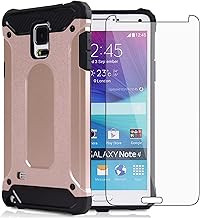 Asuwish Phone Case for Samsung Galaxy Note 3 with Tempered Glass Screen Protector Cover and Slim Rugged Hybrid Dual Layer Mobile Film Cell Accessories Protective Glaxay Note3 N9005 Women Men Rose Gold