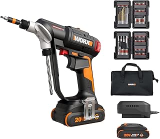WX177L.2 Cordless Drill Driver, 20V 445 in·lb Brushless Power Drill Driver, Powerful Drilling and Driving, 2-in-1 Design, 85 Bits, Battery and Charger Included, PowerShare