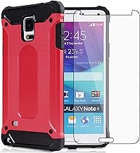 Asuwish Phone Case for Samsung Galaxy Note 3 with Tempered Glass Screen Protector Cover and Slim Rugged Hybrid Dual Layer Mobile Film Cell Accessories Protective Glaxay Note3 N9005 Women Men Red