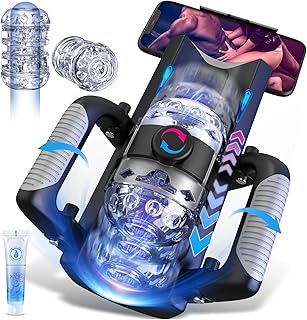 Sex Toy for Men Male Masturbators - Male Sex Toys Hands Free Pocket Pussy with 12cm Thrusting Distance, Mens Adults Toys Automatic Masturbators with Phone Stand & Foldable Handle, Blowjob Machine