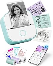 Memoking Mini Sticker Printer - T02 Thermal Printer Portable Label Maker Bluetooth Photo Printer Print Pods Inkless Sticker Maker for Kids Sticker Box, Smart AI APP, for Gifts, Study Note, Journal,DIY