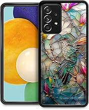 Compatible with Samsung Galaxy A52 Mobile Case Creative Acrylic Back Panel Silicone Protection Grip Specially Designed for Samsung Galaxy A52 3D Stained Flower Looking Hummingbird
