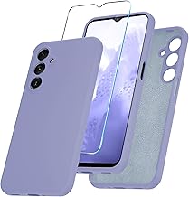 YENAPOON for Samsung Galaxy A16 5G Case, Silicone Phone Case with 1 Screen Protector, Soft Anti-Scratch Microfiber Lining, Full Body Shockproof Slim Cover, Lavender Purple