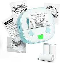 Sticker Printer, PrintPods Mini Printer, Bluetooth Portable Sticker Maker with 3 Rolls Paper, Print Pod Inkless Thermal Printer for iPhone, Impresora Portátil for Notes, Journal, DIY, Kids Gift