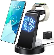 Wireless Charger for Samsung: 3 in 1 Wireless Charging Station for Samsung Galaxy Watch 8 7 6 5 4 3 Pro Classic Galaxy Buds - Charger Dock Stand for S26 S25 S24 Ultra S23 S22 S21 Note Z Fold Android