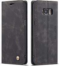 Case for Samsung Galaxy S8 Plus, Vintage PU Leather Wallet Case Card Slot Kickstand Magnetic Closure Shockproof Flip Folio Cover for Samsung Galaxy S8 Plus - Black