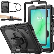 SEYMAC stock Case for Samsung Galaxy Tab A11 8.7'', Full-Body Drop Protection Case with Screen Protector Pencil Holder [360° Rotating Hand Strap] &Stand, Black