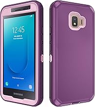 Asuwish Phone Case Samsung Galaxy J2 Pure J2 Core 2018 2020 J 2 Dash 2J Shine 2019 Cell Cover Hybrid Shockproof Hard Protective Heavy Duty Mobile J2Core J2Dash J2Pure J2Shine SM-J260A J260A Purple
