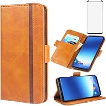Phone Case For Samsung Galaxy S8 Leather Wallet Cases with Tempered Glass Screen Protector Accessories Card Holder Full Body Flip Folio Cover Glaxay S 8 Galazy 8S Edge GS8 Women Girls Men Brown