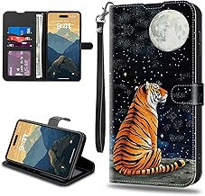 RYUITHDJP for Samsung Galaxy S25 Wallet Phone Case with Card Holder,RFID Blocking PU Leather Case for Women,Shockproof Flip Cover for Samsung Galaxy S25,Tiger Moon Design
