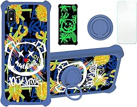 jioeuinly Galaxy A10e Case Compatible with Samsung Galaxy A10e Phone Case Cover [with Tempered Glass Screen Protector][Hard PC + Soft Silicone][Ring Support] [Gold Glitter+Luminous] JSL-TYX