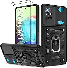 ATUMP for Samsung Galaxy A71 5G Case with [2 Pcs] HD Screen Protector, Heavy Duty Shockproof with 360° Rotation Kickstand [Military Grade] Protective Case for Galaxy A71 5G, Black