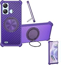 Case Compatible for Ace Mobile Buzz 4 Prime Phone Case Cover [with 1* Tempered Glass Screen Protector] Hybrid Case[360°Ring Support, Magnetic] CX-31-ZI