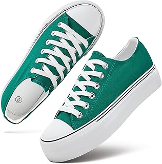 Platform Sneakers for Women White Platform Shoes Low Top Tennis Shoes Non Slip Black Fashion Canvas Sneakers