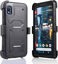 for Samsung Galaxy A10e Case, Heavy Duty Shockproof Built in Screen Full Body Protection Case Cover with Swivel Belt Clip and Kickstand for Samsung Galaxy A10e 5.8inch (Black)