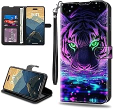 RYUITHDJP for Samsung Galaxy S25 Wallet Phone Case with Card Holder,RFID Blocking PU Leather Case for Women,Shockproof Flip Cover for Samsung Galaxy S25,Purple Tiger Design