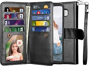 for Galaxy S8 Wallet Case, for Samsung Galaxy S8 Case, PU Leather [9 Card Slots] ID Credit Card Holder Folio Flip Cover [Detachable] [Kickstand] Magnetic Phone Case & Wrist Lanyard - Black